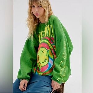 Urban Outfitters Green Nirvana Tie-Dye Sweatshirt
